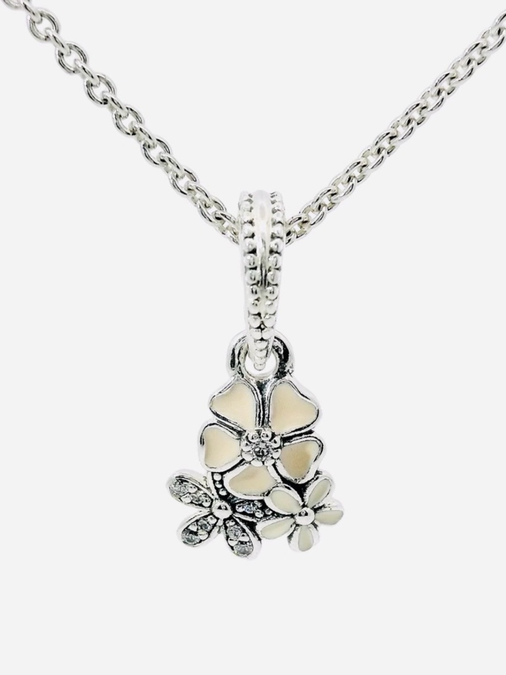 Pandora necklace and charm poetic blooms